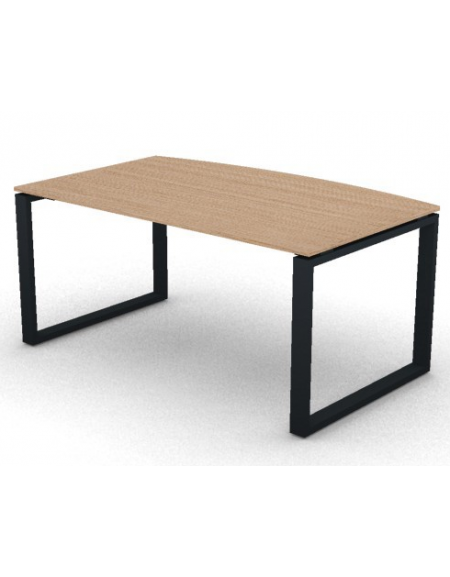 Scrivania piano sagomato in melaminico spessore mm 18 e gamba metallica ad anello chiuso  - Colori a scelta - cm 160x90x73,5h 
