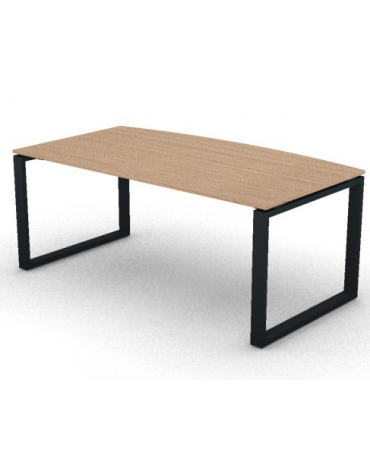 Scrivania piano sagomato in melaminico spessore mm 18 e gamba metallica ad anello chiuso  - Colori a scelta - cm 180x90x73,5h 