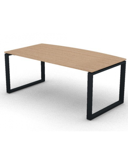 Scrivania piano sagomato in melaminico spessore mm 18 e gamba metallica ad anello chiuso  - Colori a scelta - cm 180x90x73,5h 