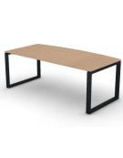 Scrivania piano sagomato in melaminico spessore mm 18 e gamba metallica ad anello chiuso  - Colori a scelta - cm 200x90x73,5h