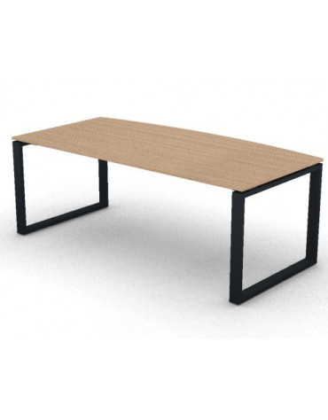 Scrivania piano sagomato in melaminico spessore mm 18 e gamba metallica ad anello chiuso  - Colori a scelta - cm 200x100x73,5h