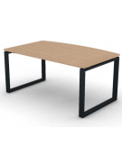 Scrivania piano sagomato in melaminico spessore mm 25 e gamba metallica ad anello chiuso - Colori a scelta - cm 160x90x74h