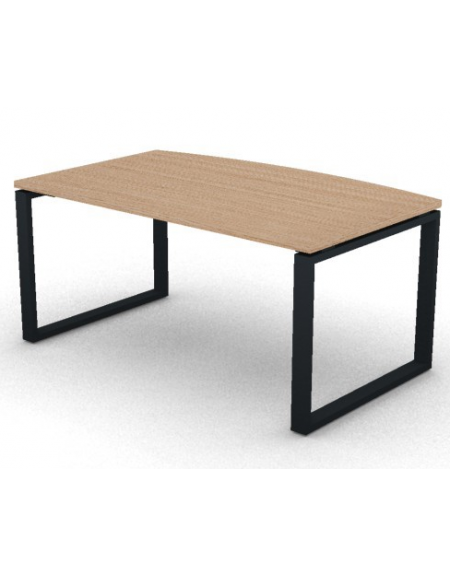 Scrivania piano sagomato in melaminico spessore mm 25 e gamba metallica ad anello chiuso  - Colori a scelta - cm 160x90x74h