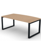 Scrivania piano sagomato in melaminico spessore mm 25 e gamba metallica ad anello chiuso  - Colori a scelta - cm 180x90x74h