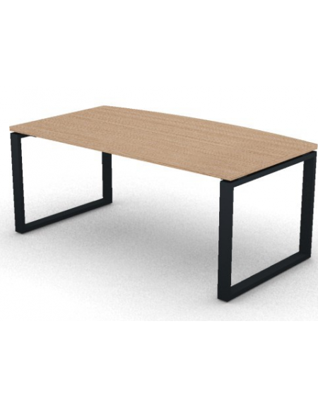 Scrivania piano sagomato in melaminico spessore mm 25 e gamba metallica ad anello chiuso  - Colori a scelta - cm 180x90x74h