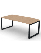 Scrivania piano sagomato in melaminico spessore mm 25 e gamba metallica ad anello chiuso - Colori a scelta - cm 200x90x74h