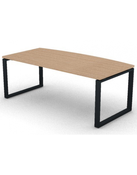 Scrivania piano sagomato in melaminico spessore mm 25 e gamba metallica ad anello chiuso  - Colori a scelta - cm 200x90x74h