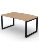 Scrivania piano sagomato in melaminico spessore mm 30 e gamba metallica ad anello chiuso - Colori a scelta - cm 160x90x74,5h