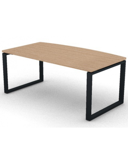 Scrivania piano sagomato in melaminico spessore mm 30 e gamba metallica ad anello chiuso  - Colori a scelta - cm 180x90x74,5h