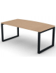Scrivania piano sagomato in melaminico spessore mm 30 e gamba metallica ad anello chiuso  - Colori a scelta - cm 180x100x74,5h