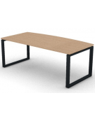 Scrivania piano sagomato in melaminico spessore mm 30 e gamba metallica ad anello chiuso  - Colori a scelta - cm 200x90x74,5h