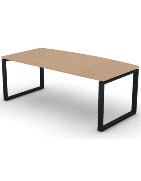 Scrivania piano sagomato in melaminico spessore mm 30 e gamba metallica ad anello chiuso  - Colori a scelta - cm 200x90x74,5h