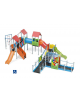 Maxi villaggio inclusivo, 4 torri - con pali in alluminio - 3 scivoli e palestra addossata - cm 885x1300x360h