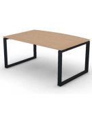 Scrivania piano sagomato in melaminico spessore mm 18 e gamba metallica ad anello chiuso  - Colori a scelta - cm 160x100x73,5h