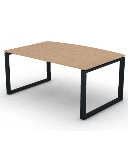 Scrivania piano sagomato in melaminico spessore mm 18 e gamba metallica ad anello chiuso  - Colori a scelta - cm 160x110x73,5h