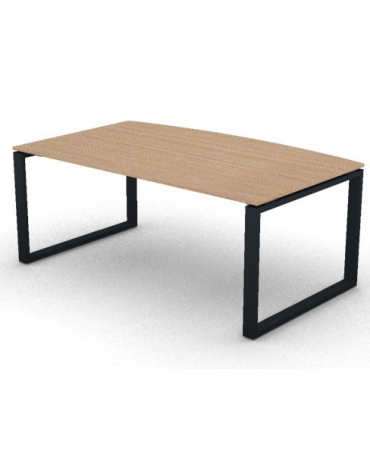 Scrivania piano sagomato in melaminico spessore mm 18 e gamba metallica ad anello chiuso  - Colori a scelta - cm 180x100x73,5h