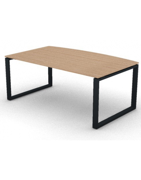 Scrivania piano sagomato in melaminico spessore mm 18 e gamba metallica ad anello chiuso  - Colori a scelta - cm 180x110x73,5h