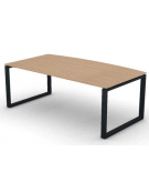 Scrivania piano sagomato in melaminico spessore mm 18 e gamba metallica ad anello chiuso  - Colori a scelta - cm 200x100x73,5h