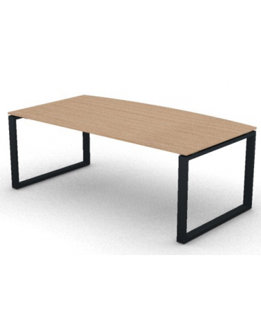 Scrivania piano sagomato in melaminico spessore mm 18 e gamba metallica ad anello chiuso  - Colori a scelta - cm 200x110x73,5h