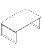 Scrivania piano sagomato in melaminico spessore mm 25 e gamba metallica ad anello chiuso  - Colori a scelta - cm 160x100x74h