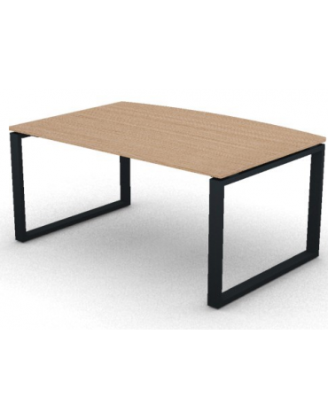 Scrivania piano sagomato in melaminico spessore mm 25 e gamba metallica ad anello chiuso  - Colori a scelta - cm 160x100x74h