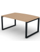 Scrivania piano sagomato in melaminico spessore mm 25 e gamba metallica ad anello chiuso  - Colori a scelta - cm 160x110x74h