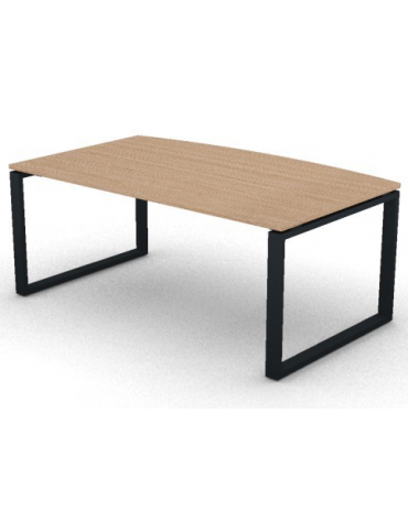 Scrivania piano sagomato in melaminico spessore mm 25 e gamba metallica ad anello chiuso  - Colori a scelta - cm 180x110x74h