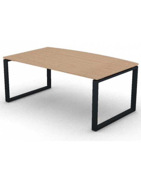 Scrivania piano sagomato in melaminico spessore mm 25 e gamba metallica ad anello chiuso  - Colori a scelta - cm 180x100x74h