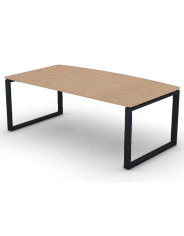 Scrivania piano sagomato in melaminico spessore mm 25 e gamba metallica ad anello chiuso  - Colori a scelta - cm 200x100x74h