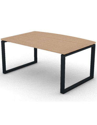 Scrivania piano sagomato in melaminico spessore mm 30 e gamba metallica ad anello chiuso  - Colori a scelta - cm 160x110x74,5h