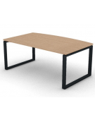 Scrivania piano sagomato in melaminico spessore mm 30 e gamba metallica ad anello chiuso  - Colori a scelta - cm 180x110x74,5h