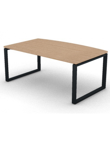 Scrivania piano sagomato in melaminico spessore mm 30 e gamba metallica ad anello chiuso  - Colori a scelta - cm 180x100x74,5h
