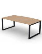 Scrivania piano sagomato in melaminico spessore mm 30 e gamba metallica ad anello chiuso  - Colori a scelta - cm 200x100x74,5h