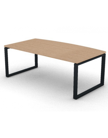 Scrivania piano sagomato in melaminico spessore mm 30 e gamba metallica ad anello chiuso  - Colori a scelta - cm 200x100x74,5h