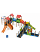 Maxi villaggio inclusivo, 4 torri - con pali in legno termotrattato - 3 scivoli e palestra addossata - cm 885x1300x360h