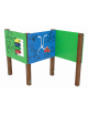 Multi pannelli didattici con pali in alluminio rifiniti in legno light e pannelli in HDPE - cm 188x105x132h