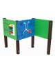 Multi pannelli didattici con pali in alluminio rifiniti in legno dark e pannelli in HDPE - cm 188x105x132h
