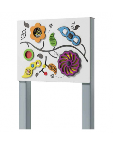 Pannello didattico sensoriale con pali in alluminio - Pannello in HDPE - cm 80x14x132h
