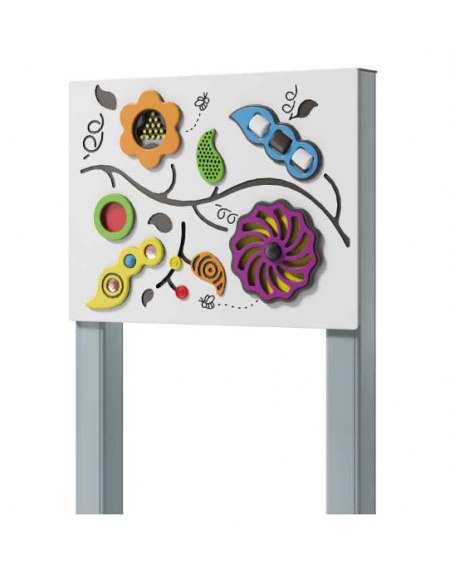 Pannello didattico sensoriale con pali in alluminio - Pannello in HDPE - cm 80x14x132h