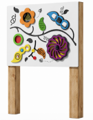 Pannello didattico sensoriale con pali in legno termotrattato - Pannello in HDPE - cm 80x14x132h
