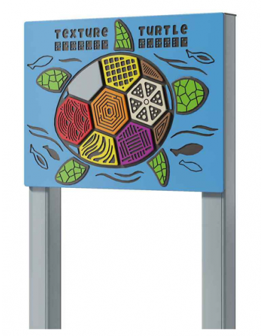 Pannello didattico sensoriale Tartaruga con pali in alluminio - Pannello in HDPE - cm 80x14x132h