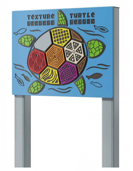 Pannello didattico sensoriale Tartaruga con pali in alluminio - Pannello in HDPE - cm 80x14x132h