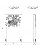 Pannello didattico sensoriale Tartaruga con pali in alluminio - Pannello in HDPE - cm 80x14x132h
