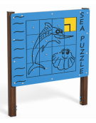 Pannello didattico Puzzle Mare con struttura in alluminio rifinita in legno light - Pannello in HDPE - cm 140x16x165h