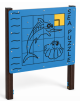 Pannello didattico Puzzle Mare con struttura in alluminio rifinita in legno dark - Pannello in HDPE - cm 140x16x165h
