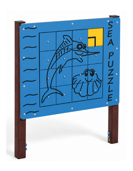 Pannello didattico Puzzle Mare con struttura in plastica riciclata - Pannello in HDPE - cm 140x16x165h