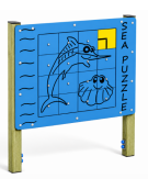 Pannello didattico Puzzle Mare con struttura in legno di pino nordico - Pannello in HDPE - cm 140x16x165h