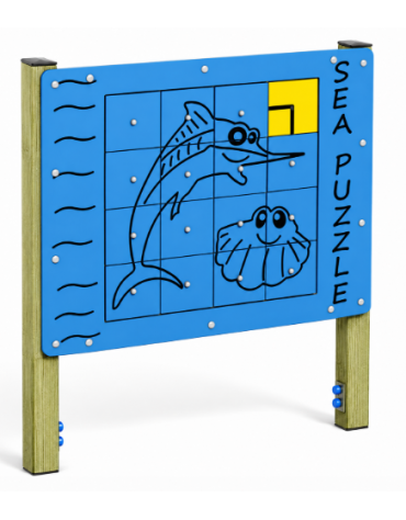Pannello didattico Puzzle Mare con struttura in legno di pino nordico - Pannello in HDPE - cm 140x16x165h
