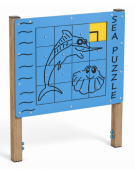 Pannello didattico Puzzle Mare con struttura in legno termotrattato - Pannello in HDPE - cm 140x16x165h