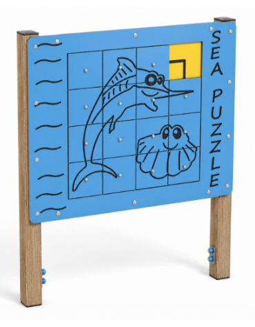 Pannello didattico Puzzle Mare con struttura in legno termotrattato - Pannello in HDPE - cm 140x16x165h